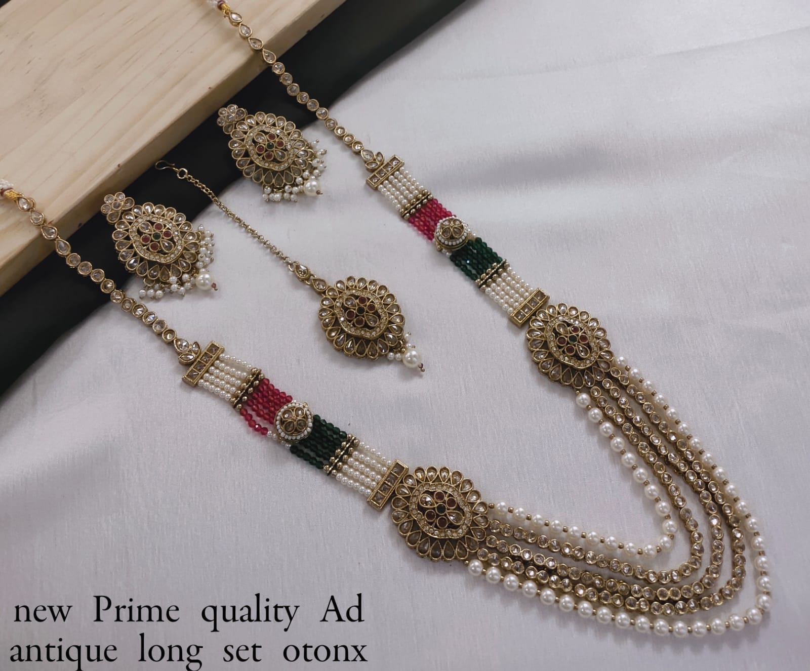 Antique Plated Kundan Stone Copper jewellery Set